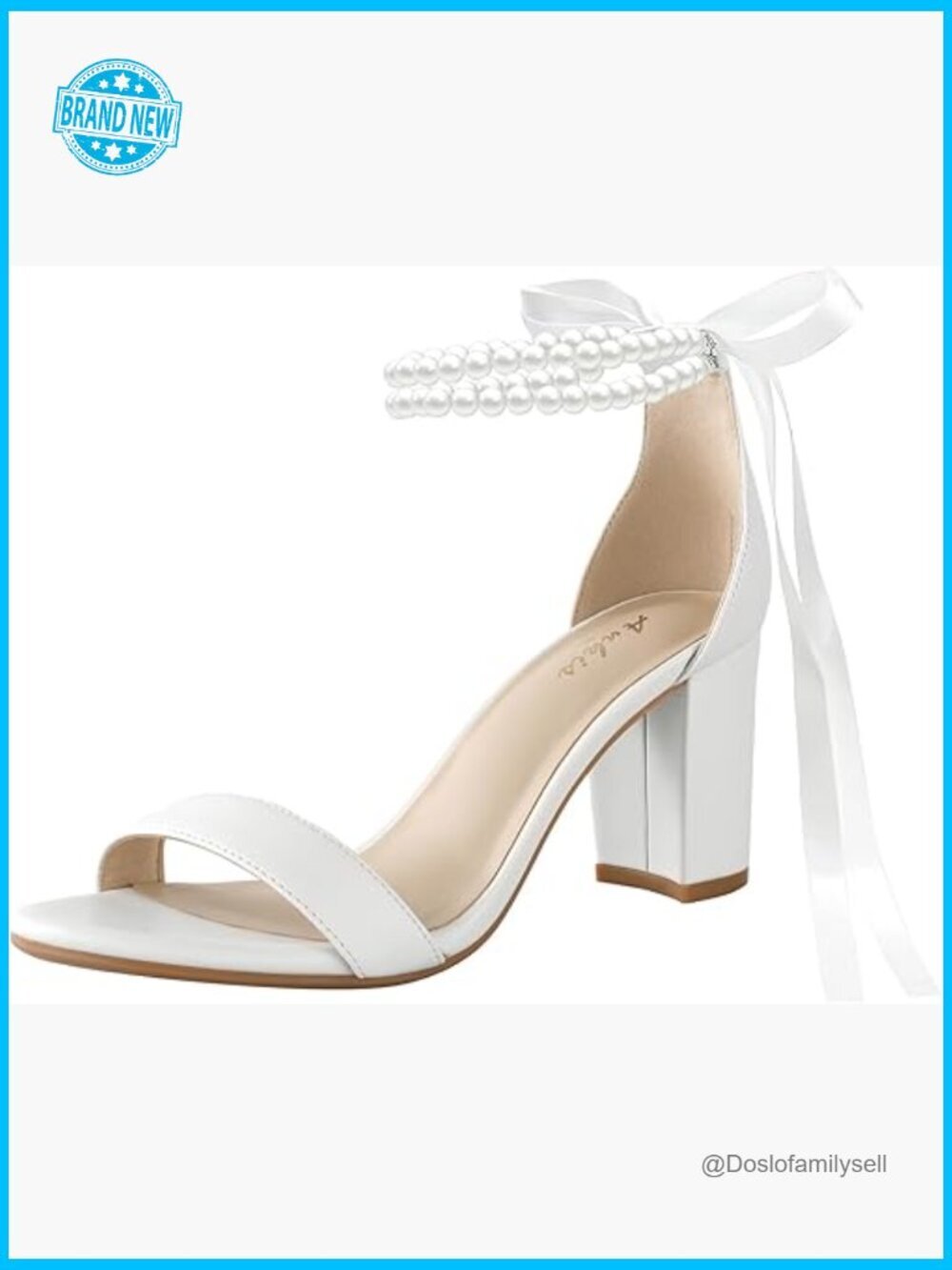 Pearl Bow Heeled Sandals Chunky Block Heels Elegant Wedding Bridal Shoes